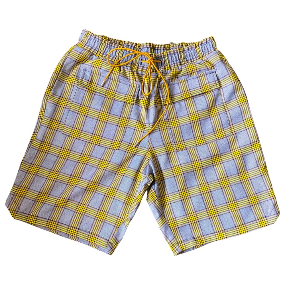 Forever 21 Shorts Mens Sz M Multicolor Plaid Polyester Chino Drawstring Pockets